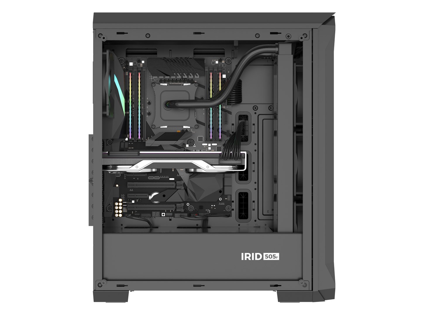 PC kućište GENESIS Irid 505F Midi Tower Black (3x 120 mm prednji ventilatori, 2x 120 mm gornji ventilatori, podržava ATX, micro ATX, Mini-ITX matične ploče, težina 7.1 kg)-14