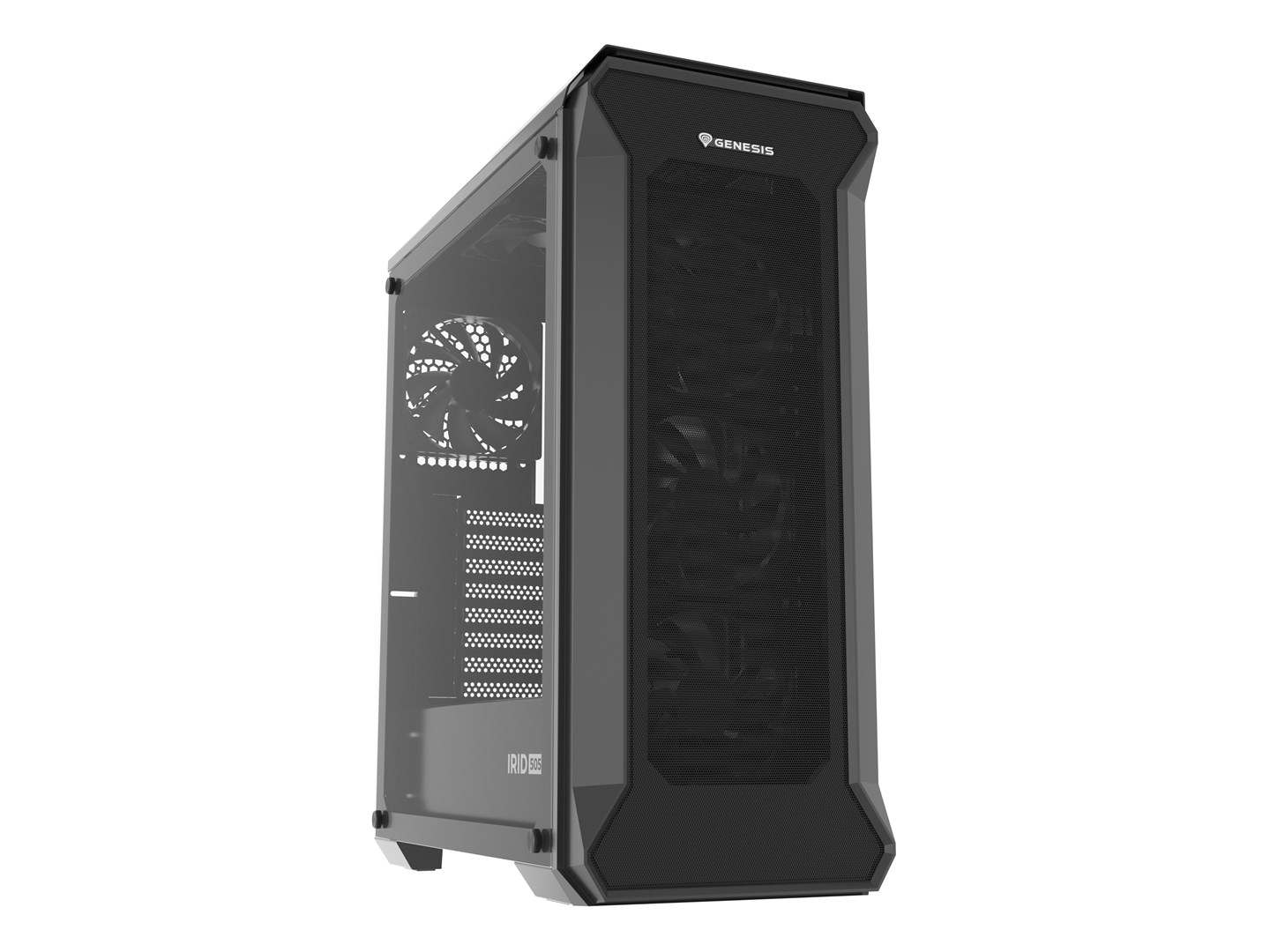PC kućište GENESIS Irid 505F Midi Tower Black (3x 120 mm prednji ventilatori, 2x 120 mm gornji ventilatori, podržava ATX, micro ATX, Mini-ITX matične ploče, težina 7.1 kg)-15