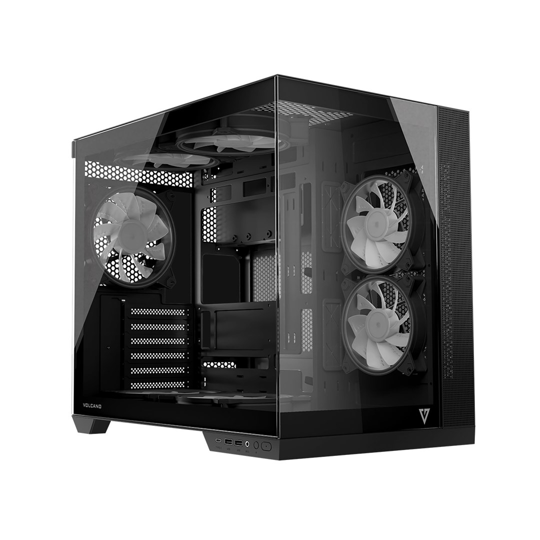 Kućište PC MODECOM Volcano Panorama Midi - s ARGB osvjetljenjem, 2x 3.5" i 1x 2.5" bay, USB Type-C