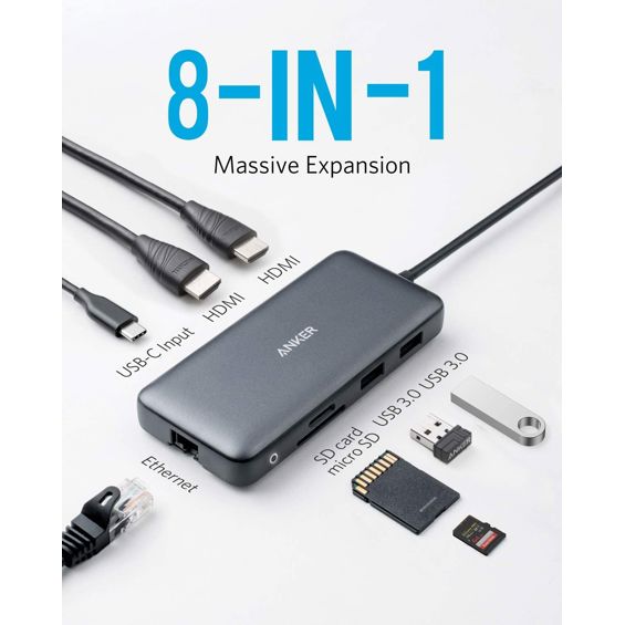 USB hub ANKER (USB 3.2 Gen 1, 3.1 Gen 1, USB-C) crna-2