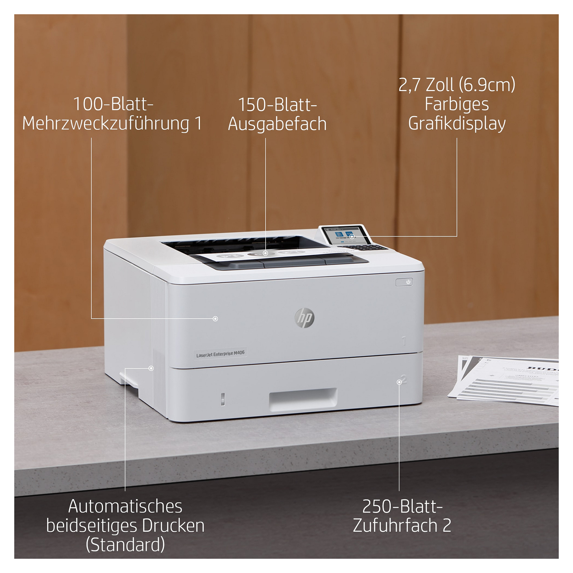 HP LaserJet Enterprise M406dn, Black and white, Printer for Business, Print, Compact Size; Strong Security; Two-sided printing; Energy Efficient; Front-facing USB printing-6