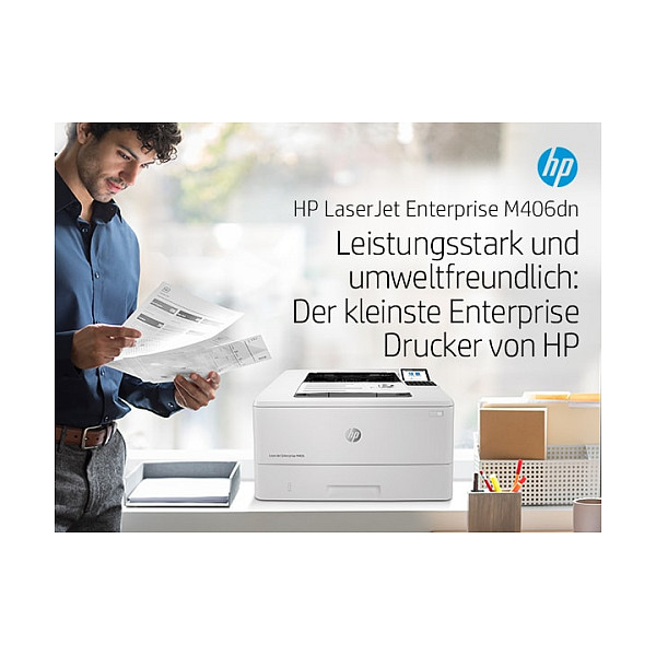 HP LaserJet Enterprise M406dn, Black and white, Printer for Business, Print, Compact Size; Strong Security; Two-sided printing; Energy Efficient; Front-facing USB printing-9