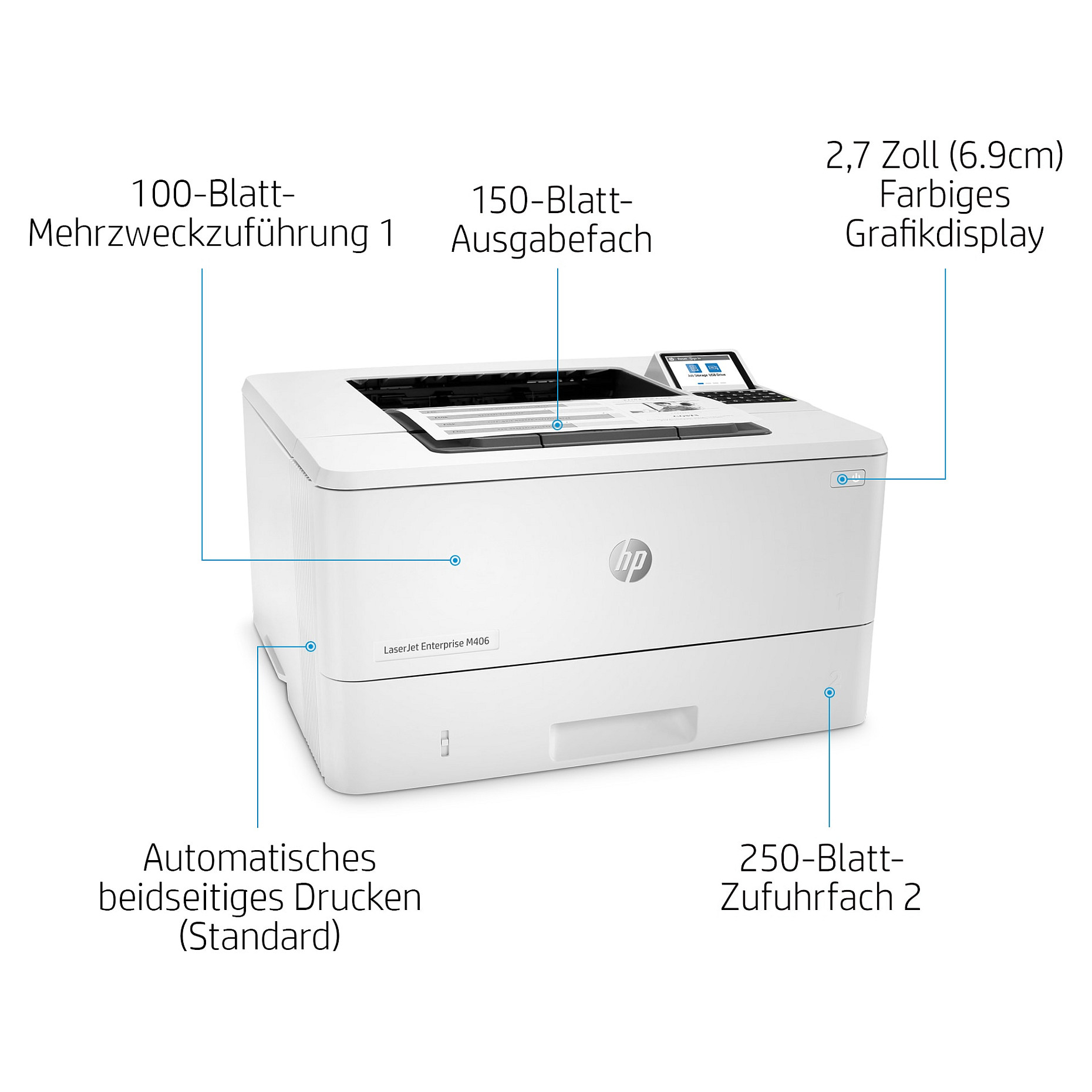 HP LaserJet Enterprise M406dn, Black and white, Printer for Business, Print, Compact Size; Strong Security; Two-sided printing; Energy Efficient; Front-facing USB printing-20