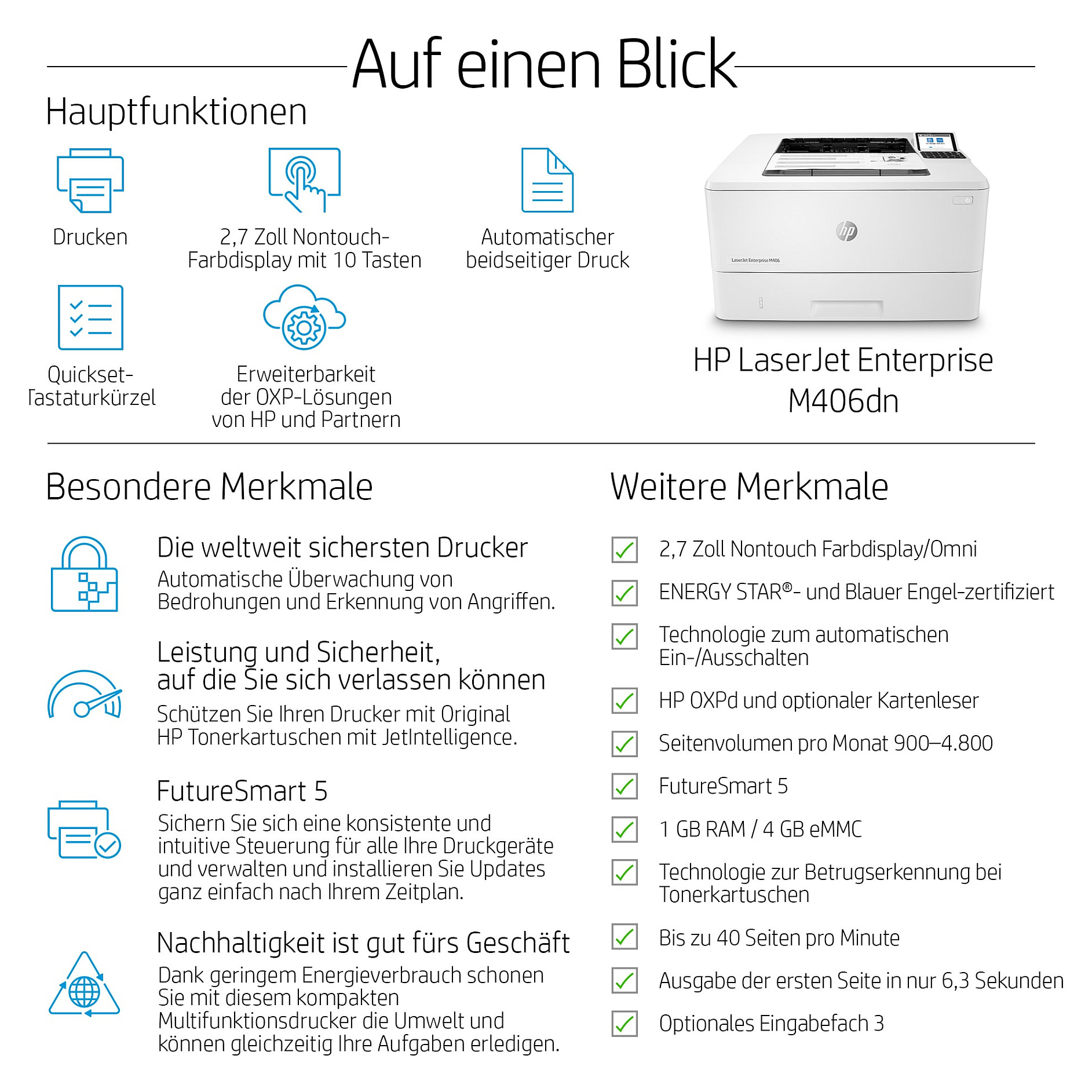 HP LaserJet Enterprise M406dn, Black and white, Printer for Business, Print, Compact Size; Strong Security; Two-sided printing; Energy Efficient; Front-facing USB printing-23
