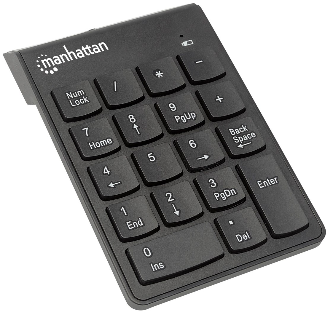 Numerička tipkovnica MANHATTAN 2336254 (Bežična 2.4GHz, USB-A mikro prijemnik, 18 tipki, crna boja) – internacionalna non HR tipkovnica-1