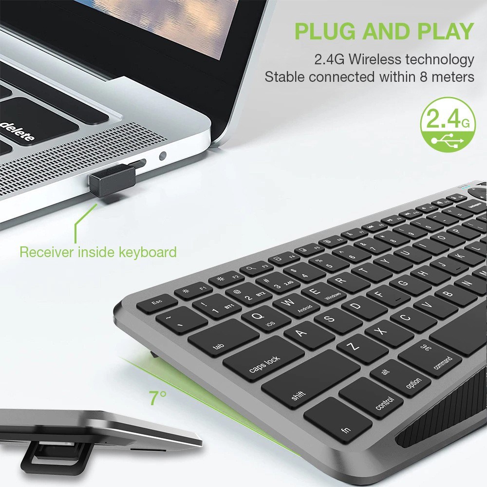 Techly ICTB9801TB keyboard Universal RF Wireless + Bluetooth QWERTY US English Black – internacionalna non HR tipkovnica-5