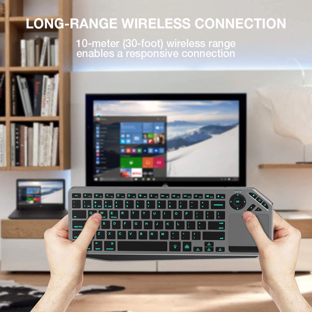 Techly ICTB9801TB keyboard Universal RF Wireless + Bluetooth QWERTY US English Black – internacionalna non HR tipkovnica-11