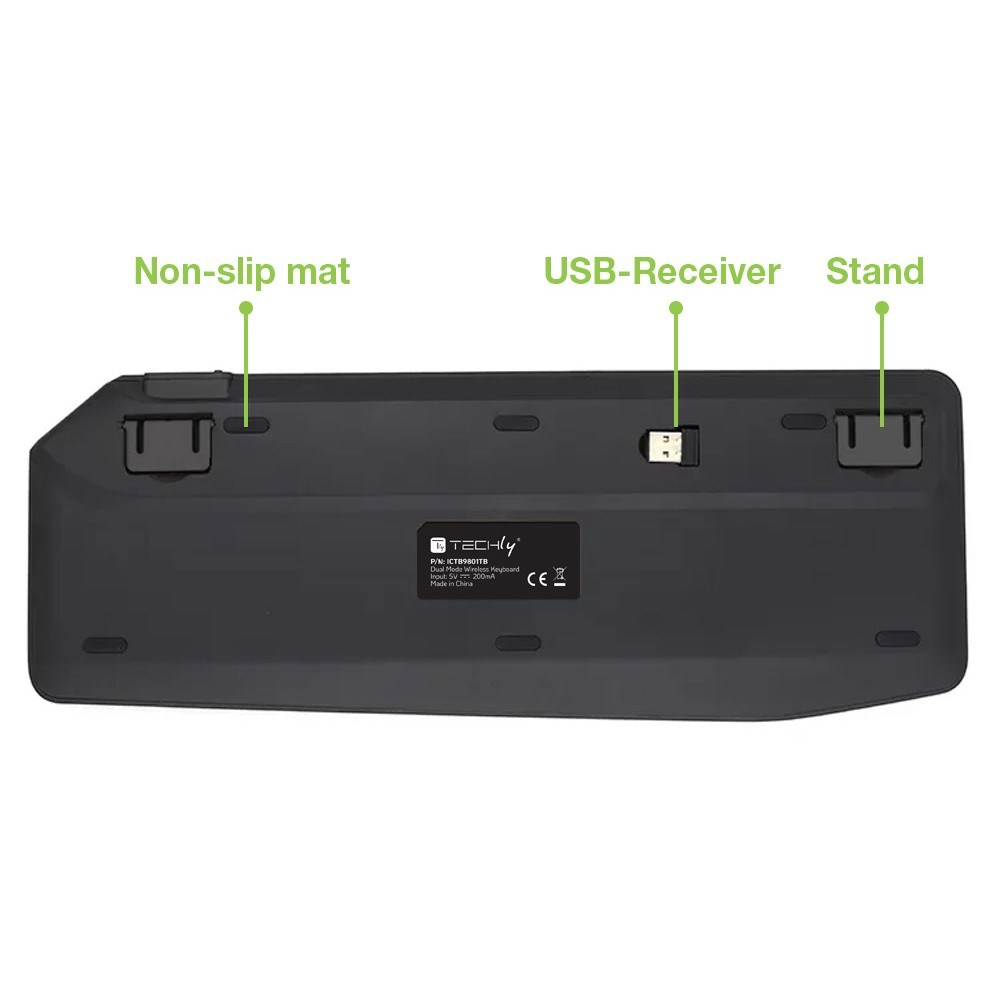 Techly ICTB9801TB keyboard Universal RF Wireless + Bluetooth QWERTY US English Black – internacionalna non HR tipkovnica-9