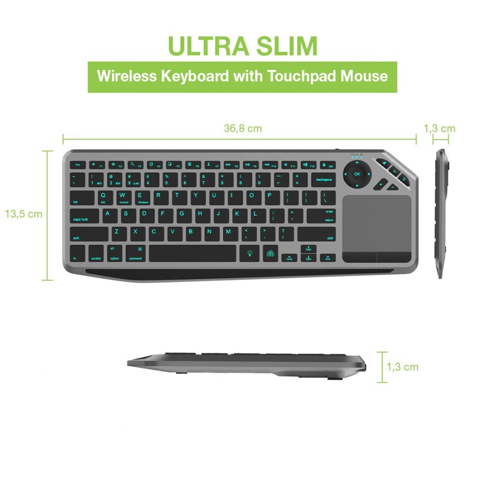 Techly ICTB9801TB keyboard Universal RF Wireless + Bluetooth QWERTY US English Black – internacionalna non HR tipkovnica-3