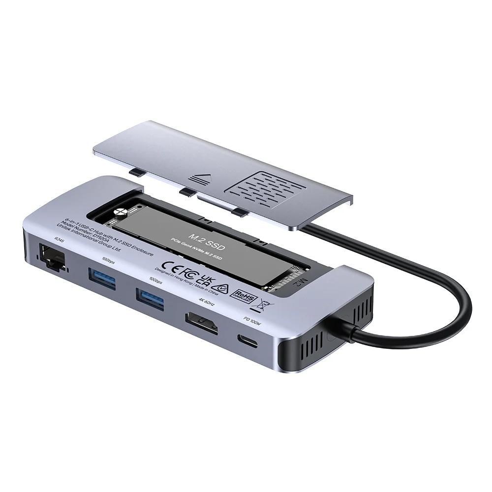 Aktivni hub s M.2 SSD kućištem UNITEK ACTIVE HUB 6-IN-1 USB-C (USB-C, 6 u 1)-2