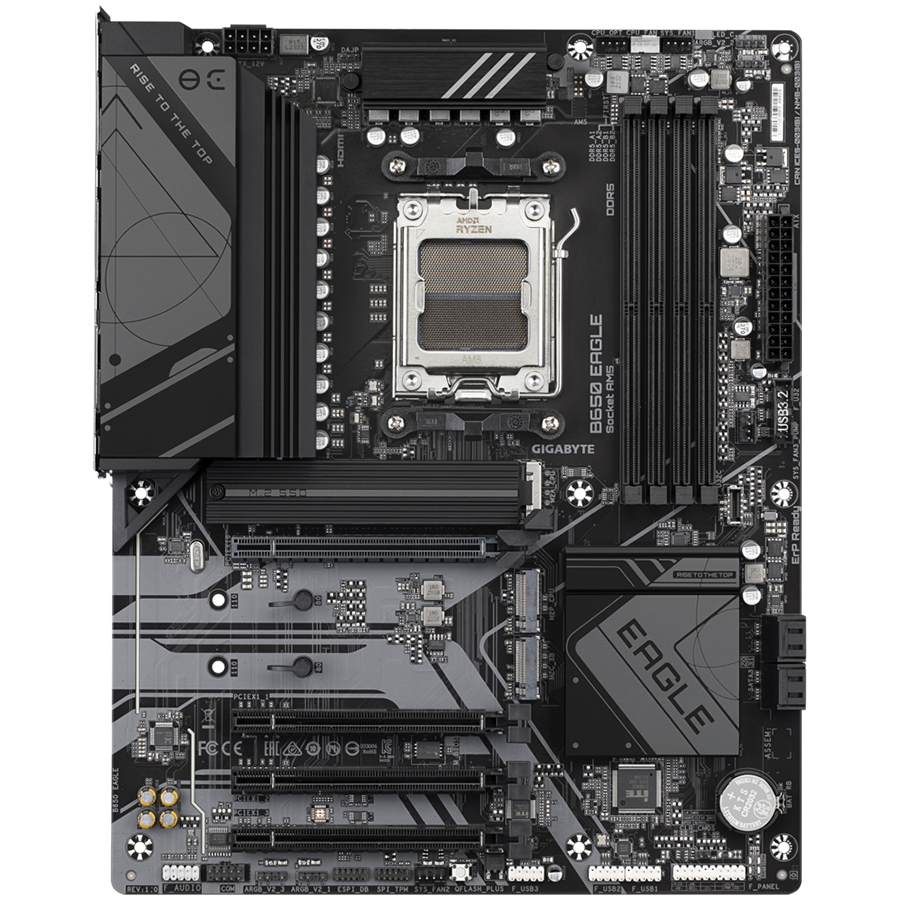 GIGABYTE B650 EAGLE Motherboard - AMD Ryzen 9000 Series CPUs, 12+2+2 Phases VRM, up to 7600MHz DDR5 (OC), 1xPCIe 5.0 + 2xPCIe 4.0 M.2, GbE LAN, USB 3.2 Gen 2-1