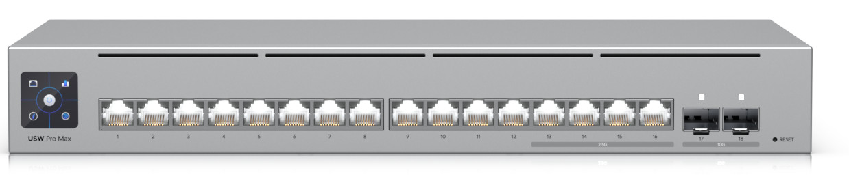 Mrežni prekidač UBIQUITI UniFi Pro Max 16 18p Managed Gigabit/Multigigabit/10G (upravljani gigabit/multigigabit/10G)-10
