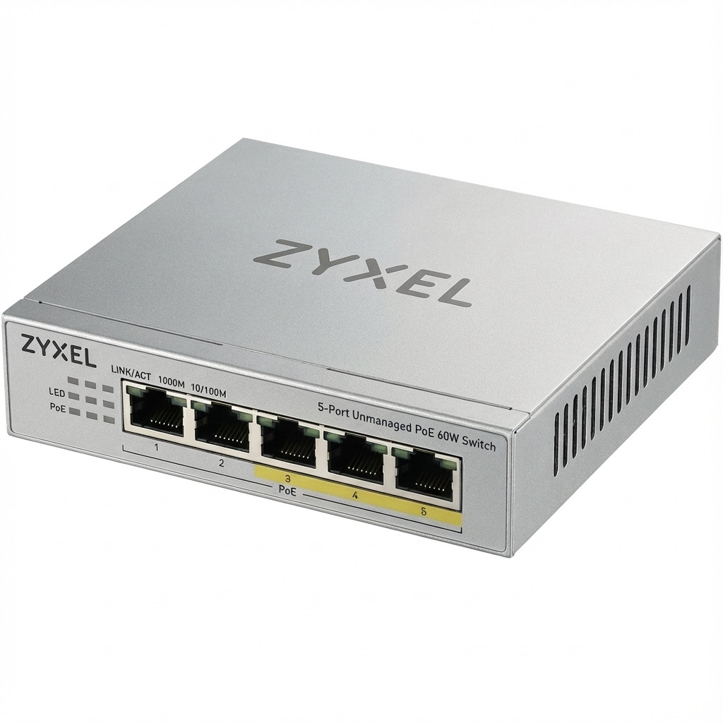 Switch ZYXEL GS1005HP (Unmanaged, Gigabit Ethernet, Power over Ethernet, Srebrna)-0