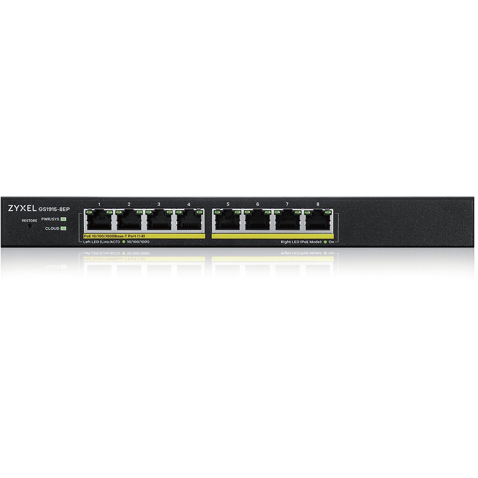 Switch ZYXEL GS1915-8EP (Managed L2, Gigabit Ethernet, Power over Ethernet, Crni)