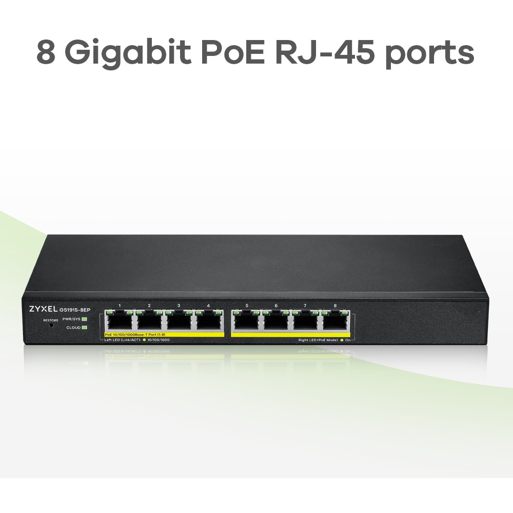 Switch ZYXEL GS1915-8EP (Managed L2, Gigabit Ethernet, Power over Ethernet, Crni)-5