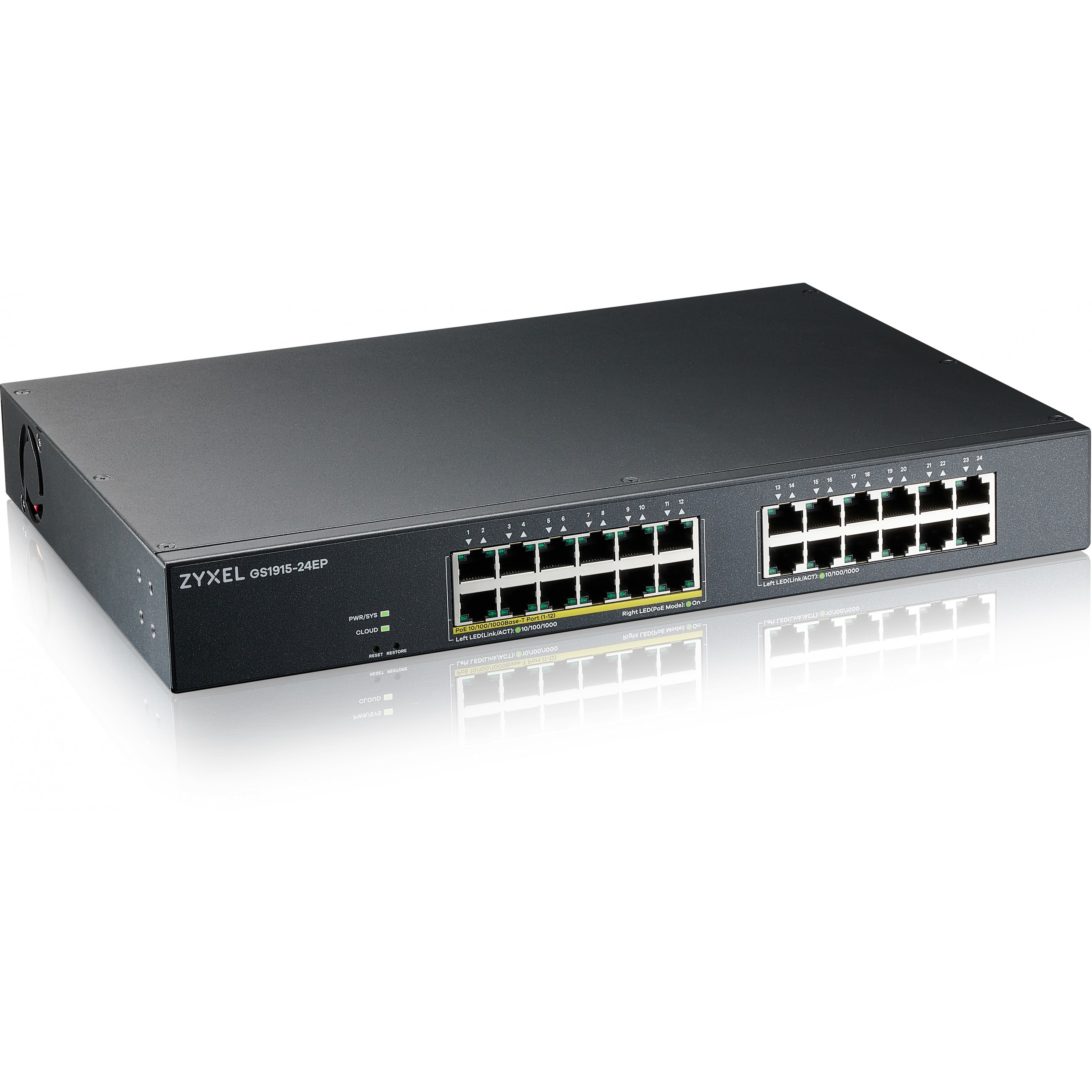 Upravljački Ethernet prekidač ZYXEL GS1915-24EP (Gigabit Ethernet, Power over Ethernet, 1U, Crna)