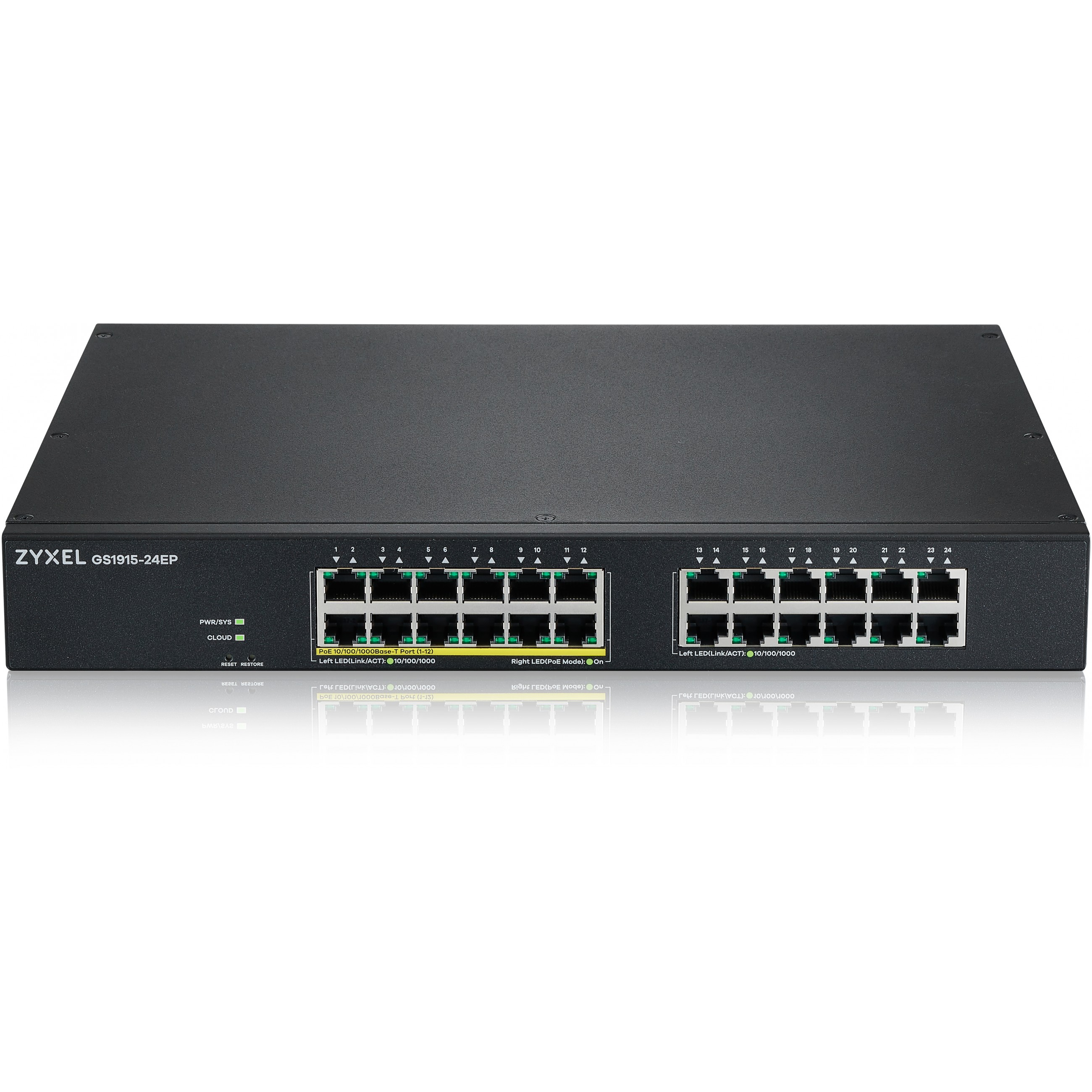 Upravljački Ethernet prekidač ZYXEL GS1915-24EP (Gigabit Ethernet, Power over Ethernet, 1U, Crna)-1