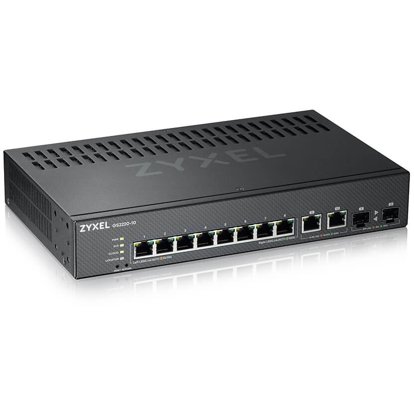Mrežni prekidač ZYXEL GS2220-10-EU0101F (Upravljani L2 Gigabit Ethernet (10/100/1000), Crna)-0