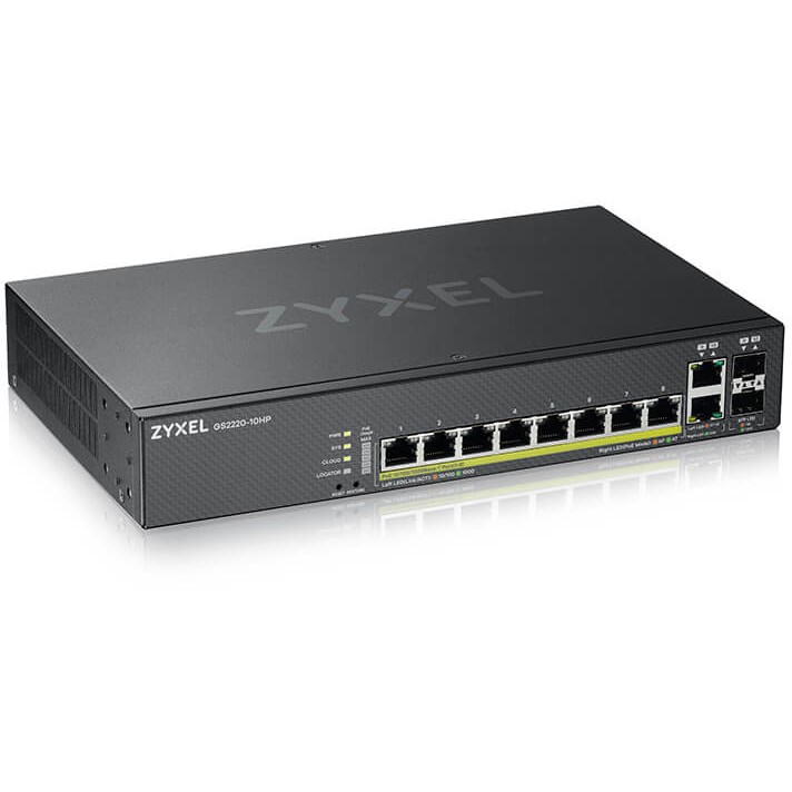 Mrežni prekidač ZYXEL GS2220-10HP-EU0101F (Upravljani L2 Gigabit Ethernet (10/100/1000), Power over Ethernet (PoE), Crna)