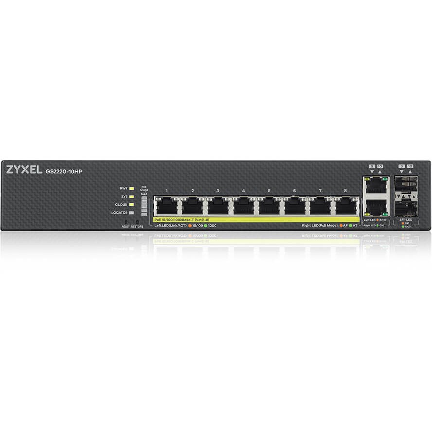Mrežni prekidač ZYXEL GS2220-10HP-EU0101F (Upravljani L2 Gigabit Ethernet (10/100/1000), Power over Ethernet (PoE), Crna)-1