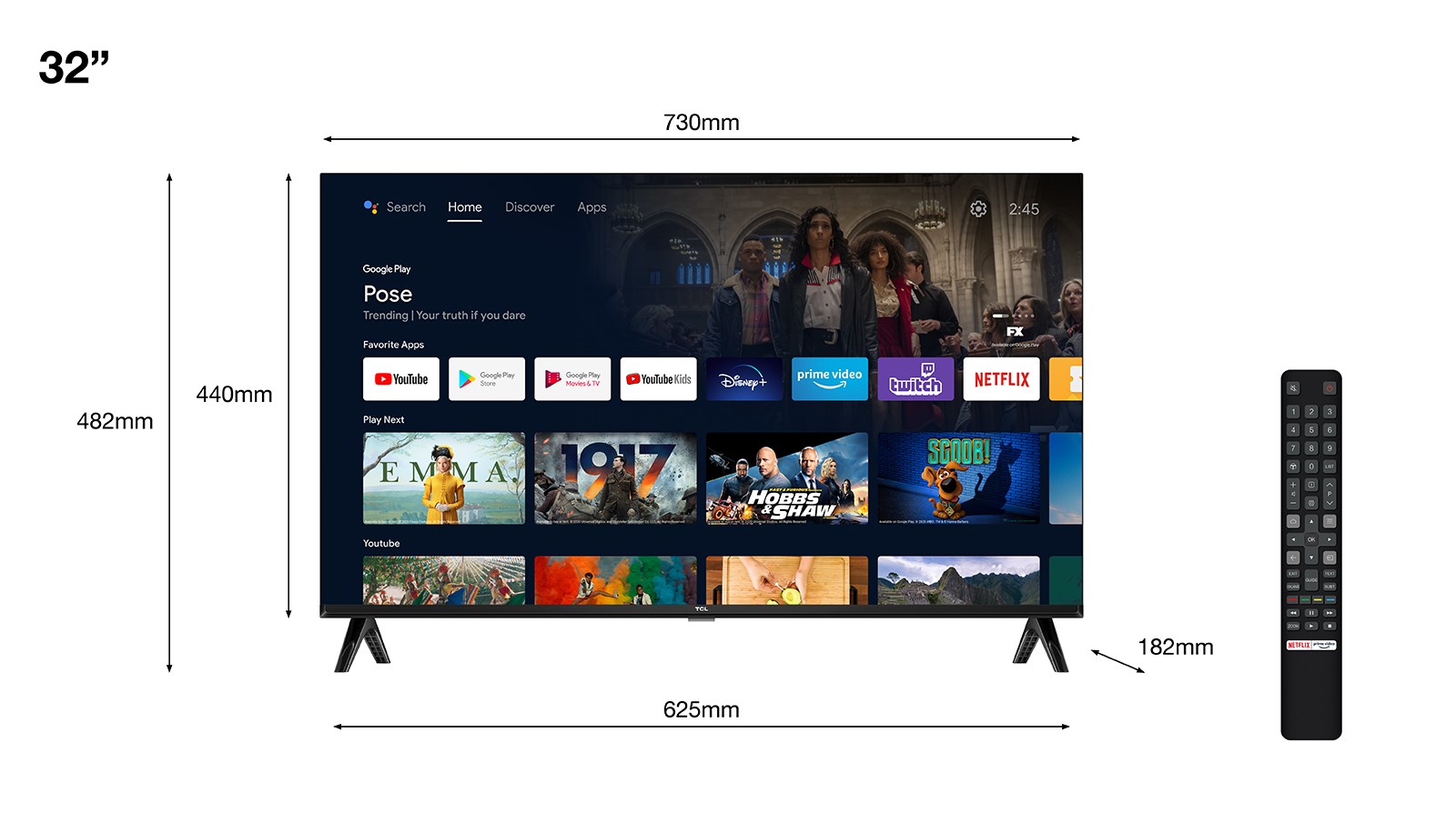 TV TCL LED S54 Series 32S5400A (81 cm, HD, HDR10, Smart TV, DVB-T2/C/S2)-1