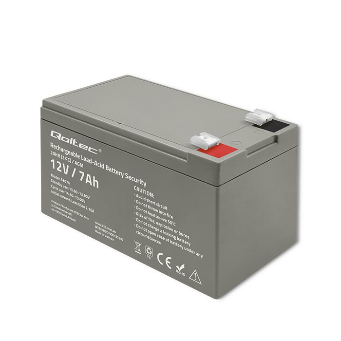 Qoltec 53076 AGM battery | 12V | 7Ah | max. 105A | Security-6