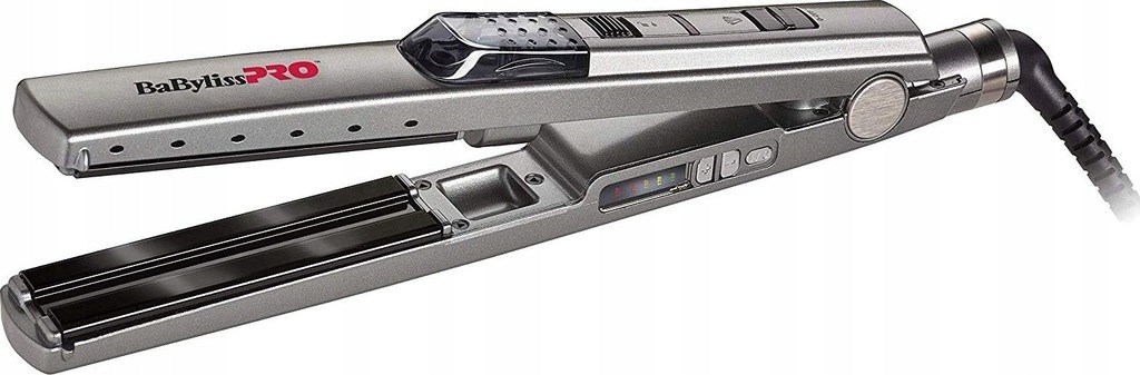 Pegla za kosu BaByliss Pro Ultrasonic Cool Mist BAB2191SEPE (srebrna, EP Technology 5.0 keramičke ploče 28 × 110 mm, ultrazvučna Cool Mist funkcija, 5 temperatura 150–230 °C, digitalni display)-0