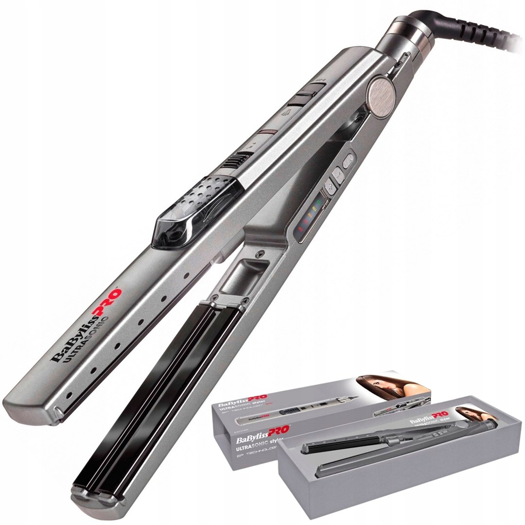 Pegla za kosu BaByliss Pro Ultrasonic Cool Mist BAB2191SEPE (srebrna, EP Technology 5.0 keramičke ploče 28 × 110 mm, ultrazvučna Cool Mist funkcija, 5 temperatura 150–230 °C, digitalni display)-2