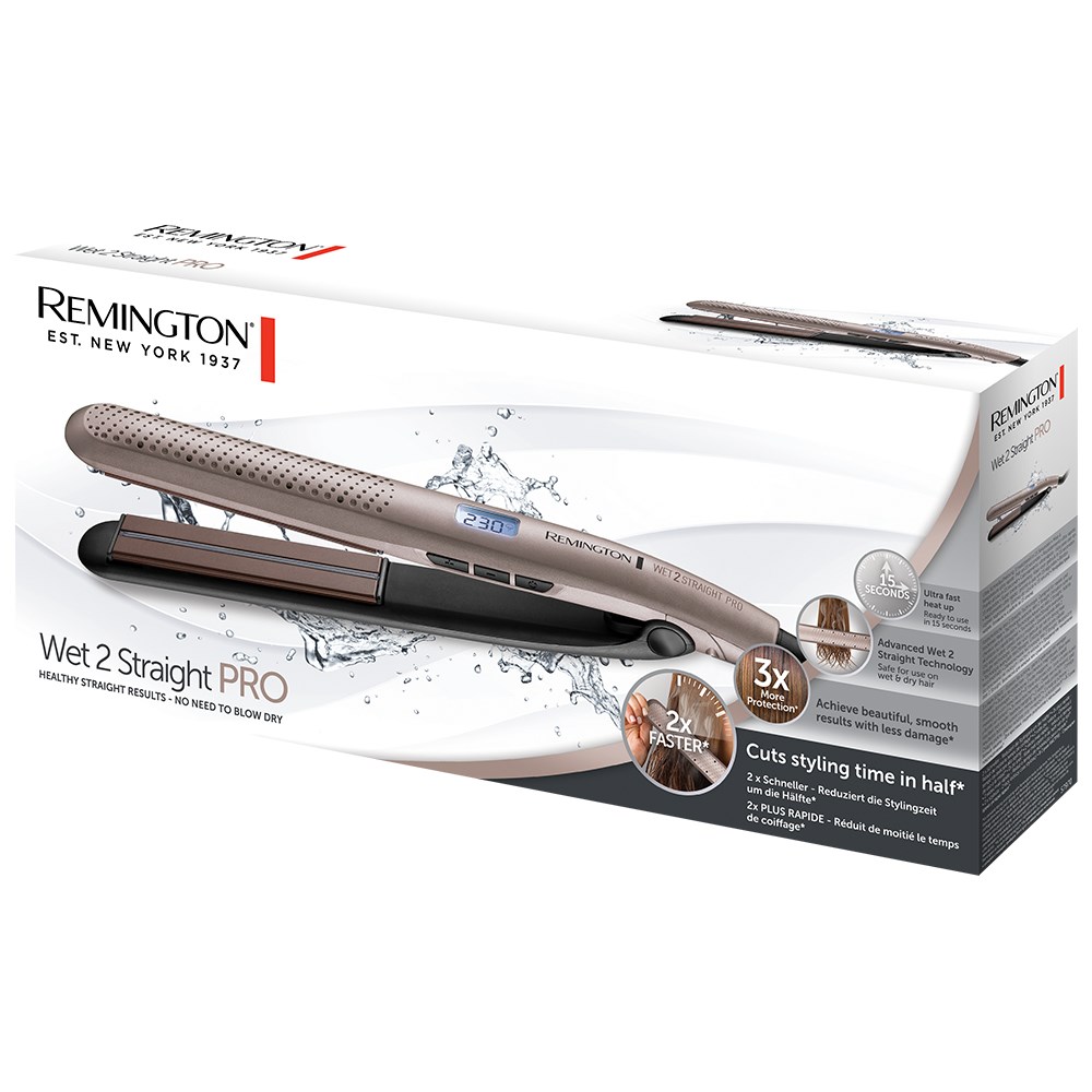 Pegla za kosu REMINGTON S7970 Wet 2 Straight PRO (topla ružičasto-zlata, keramičke ploče, 10 temperaturnih razina 140–230 °C, 'wet & dry' način, kabel 3 m)-9