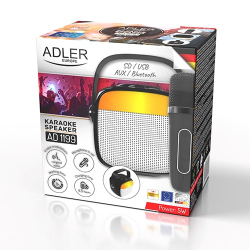 Karaoke zvučnik s mikrofonom ADLER AD 1199 (Bluetooth, USB, AUX) crni-5