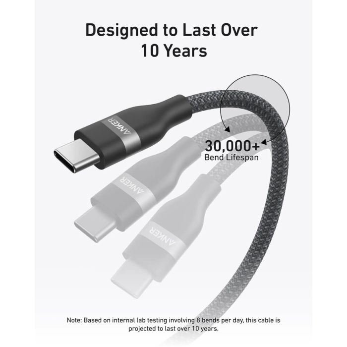 USB-C kabel ANKER A82E2 (Dužina 0.9 m, Brzo punjenje, USB Power Delivery do 240 W, Crna)-4