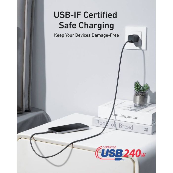 USB-C kabel ANKER A82E2 (Dužina 0.9 m, Brzo punjenje, USB Power Delivery do 240 W, Crna)-2