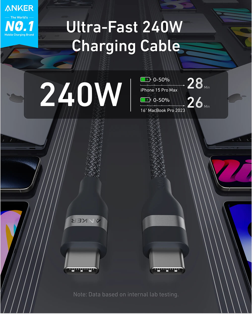 Anker A82E2 USB cable 1.8 m USB C Black-1