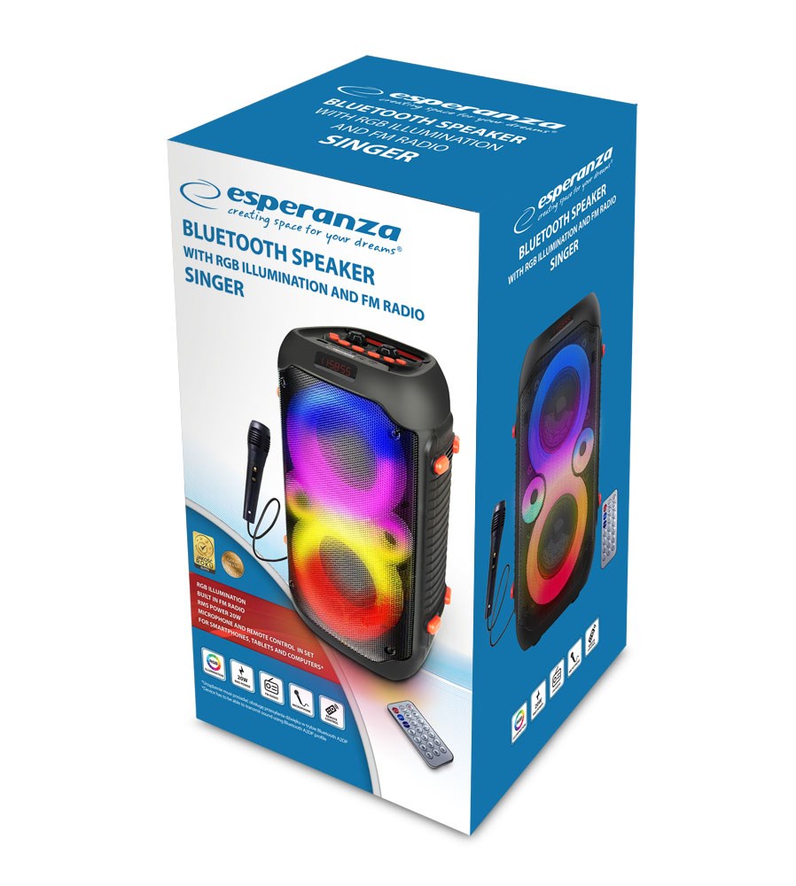 Party zvučnik Esperanza EP156 (20W, Bluetooth, karaoke, USB, LED osvjetljenje)-6