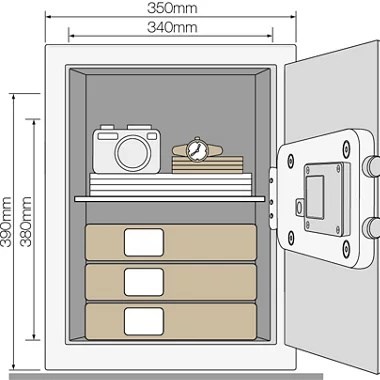 Sef YALE YSV/390/DB2 (40 l, kombinacijska brava, crni)-4