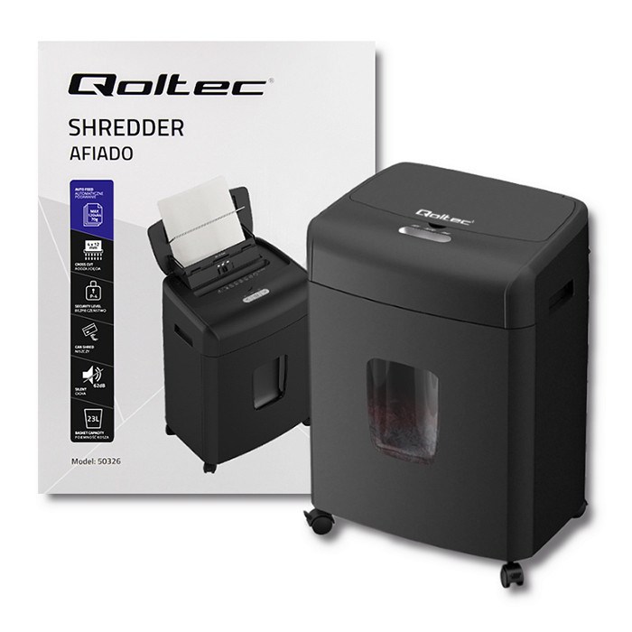 Qoltec 50326 paper shredder Micro-cut shredding 62 dB 22 cm Black-2