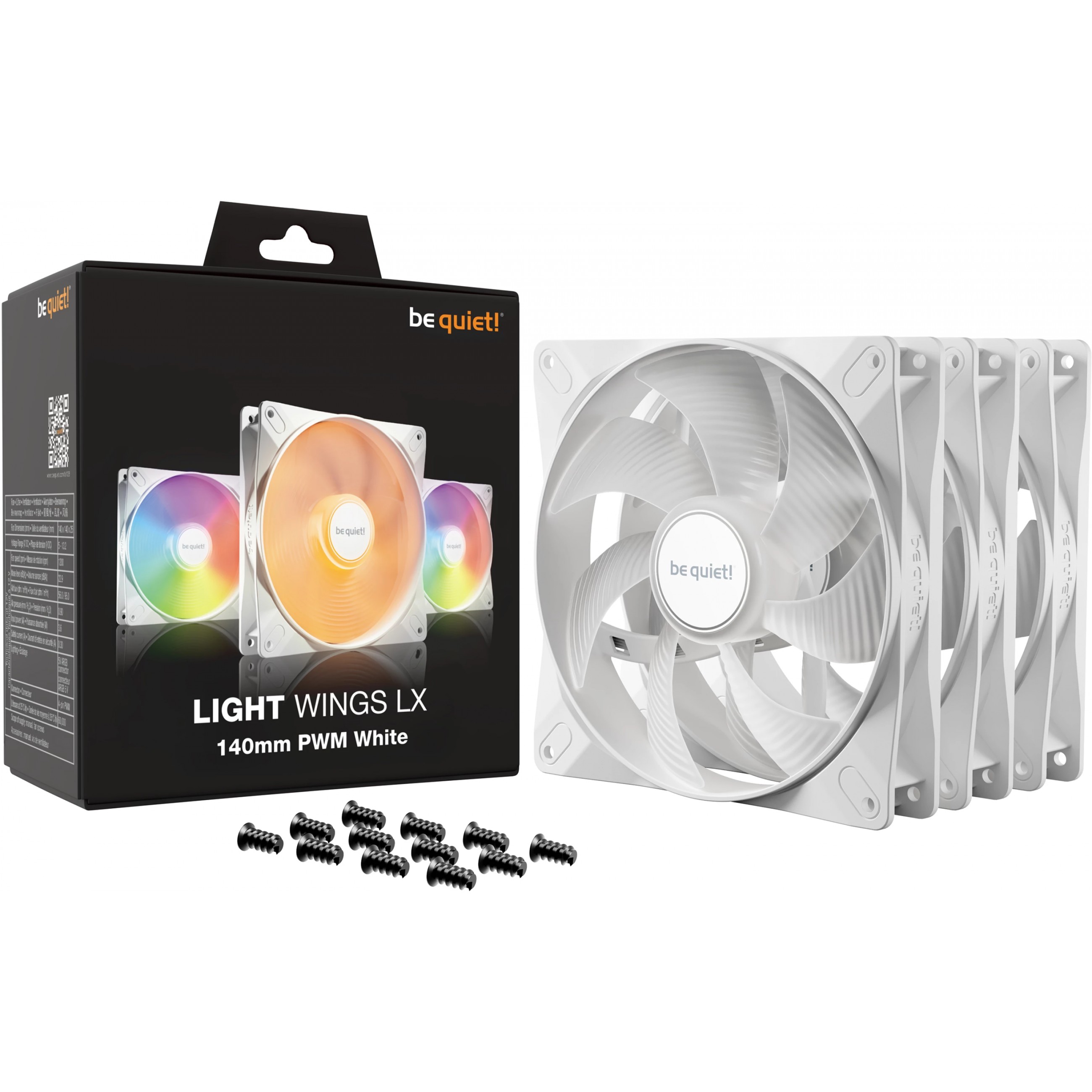 Ventilatori za računalno kućište BE QUIET! LIGHT WINGS LX 140mm PWM 3-Pack White (14 cm, 1200 RPM, 56 cfm, bijeli, LED osvjetljenje)-2