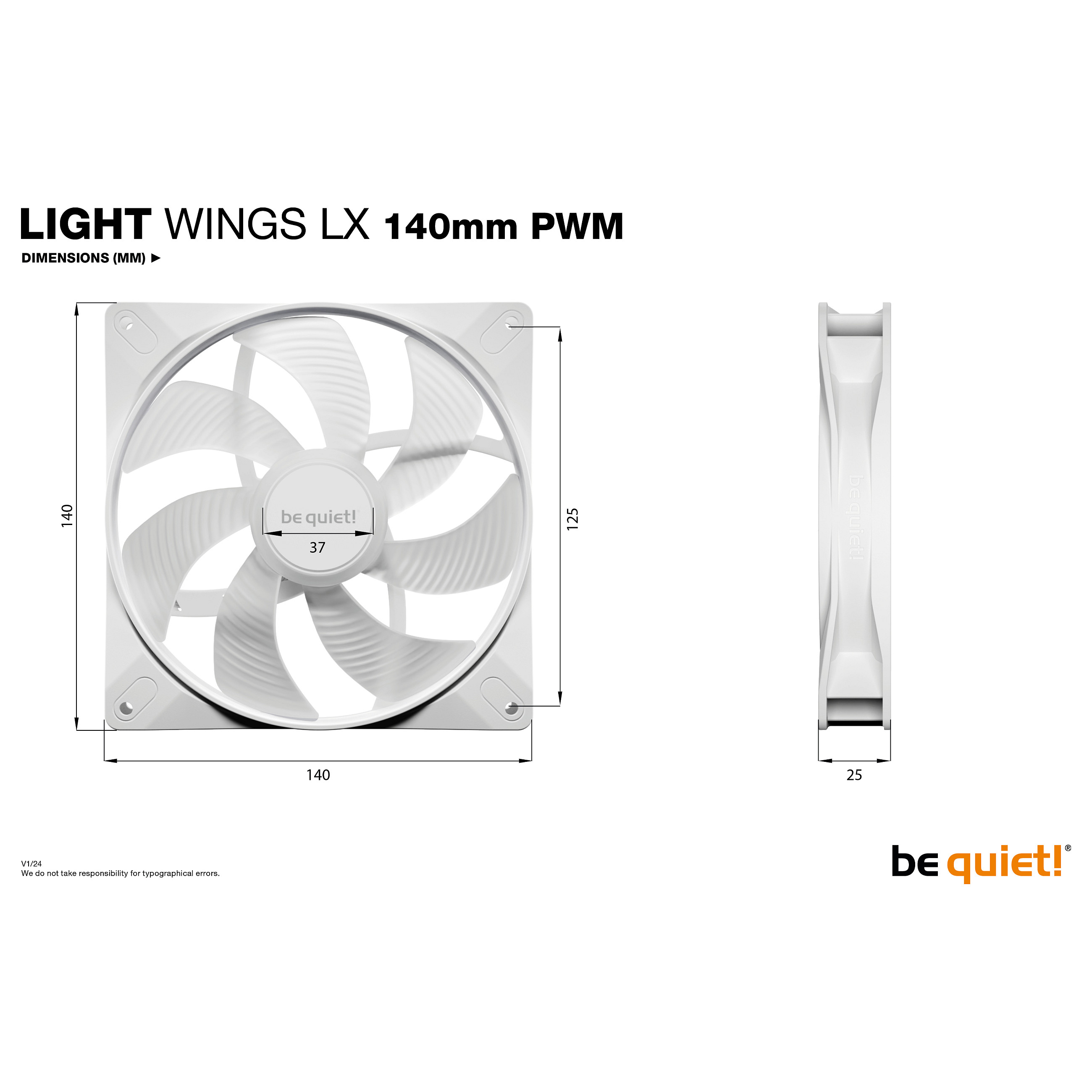 Ventilatori za računalno kućište BE QUIET! LIGHT WINGS LX 140mm PWM 3-Pack White (14 cm, 1200 RPM, 56 cfm, bijeli, LED osvjetljenje)-6
