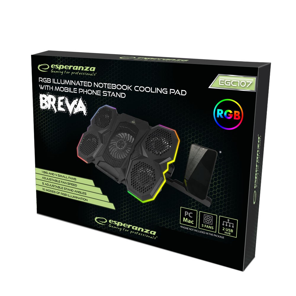 Podloga za hlađenje Laptop ESPERANZA EGC107 2600 RPM Crna-7