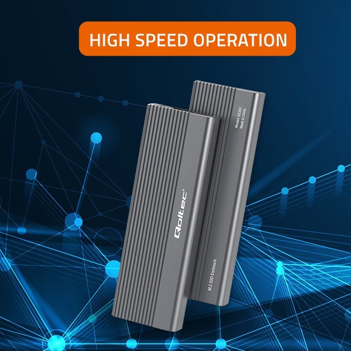 Qoltec 52267 Enclosure | SSD M.2 drive | SATA | NGFF| USB-C | Super speed | 2TB | Grey-2