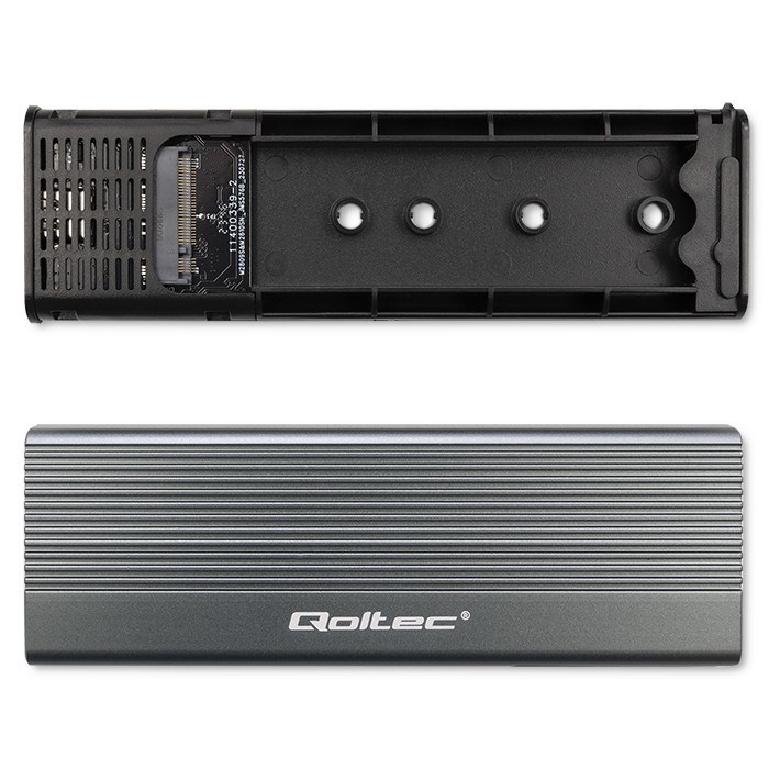 Qoltec 52267 Enclosure | SSD M.2 drive | SATA | NGFF| USB-C | Super speed | 2TB | Grey-6