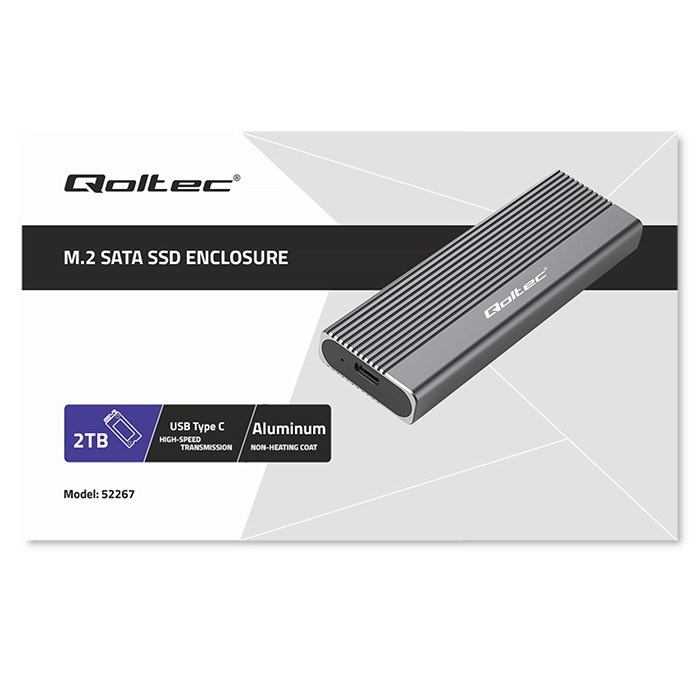 Qoltec 52267 Enclosure | SSD M.2 drive | SATA | NGFF| USB-C | Super speed | 2TB | Grey-8