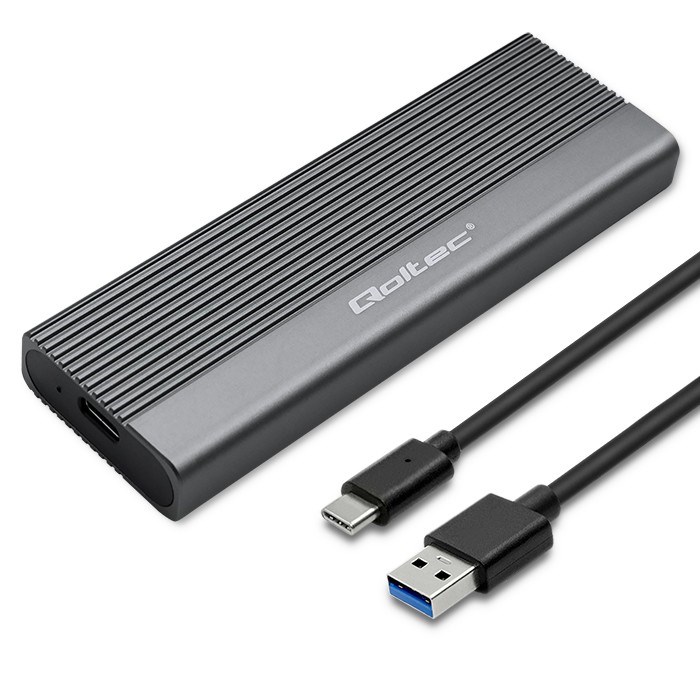 Qoltec 52267 Enclosure | SSD M.2 drive | SATA | NGFF| USB-C | Super speed | 2TB | Grey-9