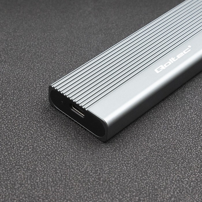 Qoltec 52267 Enclosure | SSD M.2 drive | SATA | NGFF| USB-C | Super speed | 2TB | Grey-10