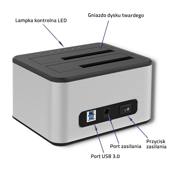 Docking station QOLTEC 5316 2x HDD / SSD 2.5"/3.5" SATA USB 3.0 Clonning-7