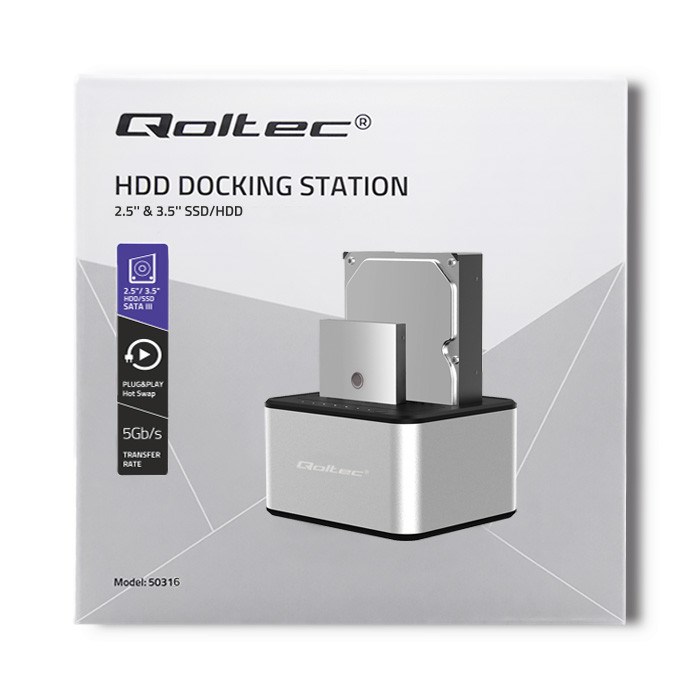 Docking station QOLTEC 5316 2x HDD / SSD 2.5"/3.5" SATA USB 3.0 Clonning-4