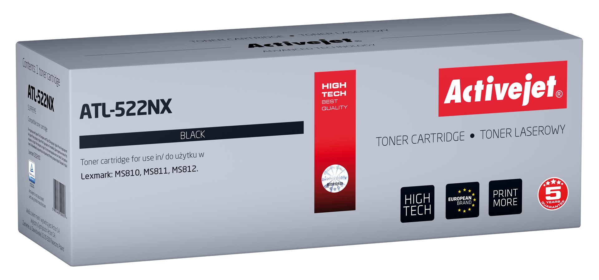 Toner ACTIVEJET ATL-522NX (zamjena za Lexmark 52D2H00, Supreme, 25000 stranica) crna