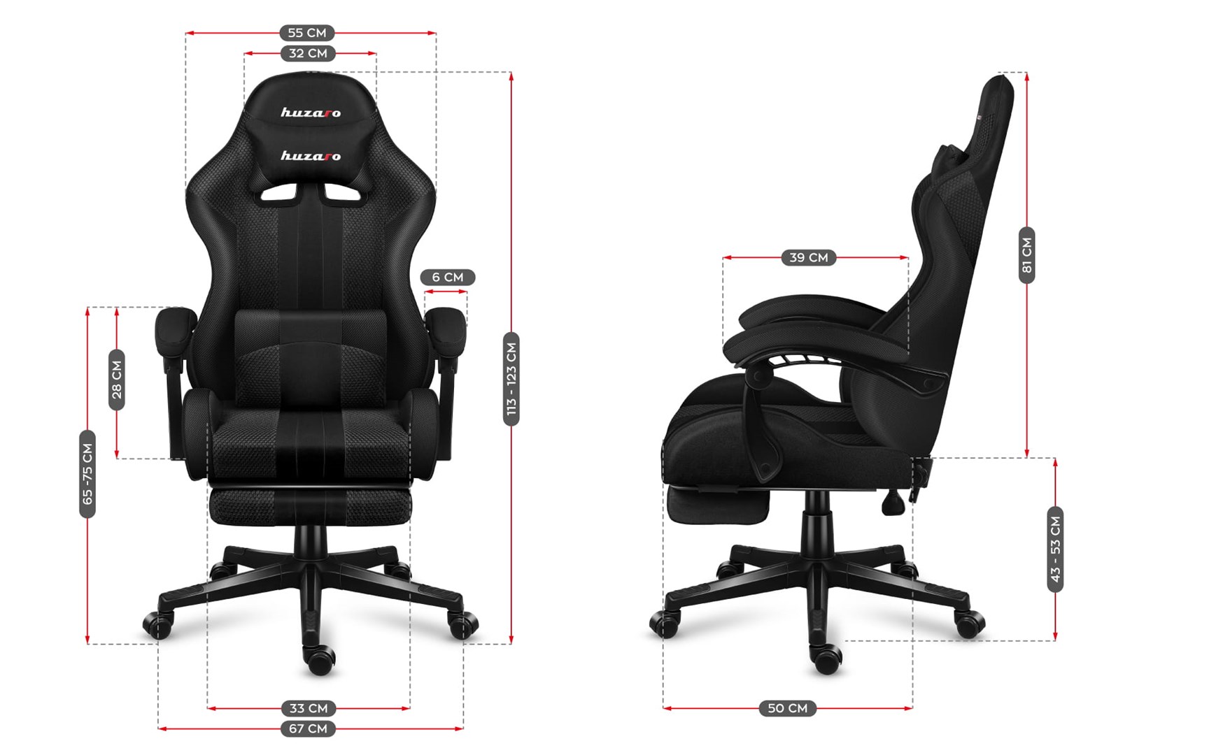 Gaming stolica HUZARO FORCE 4.7 CARBON MESH (sjedište od mrežice, karbonska boja)-10