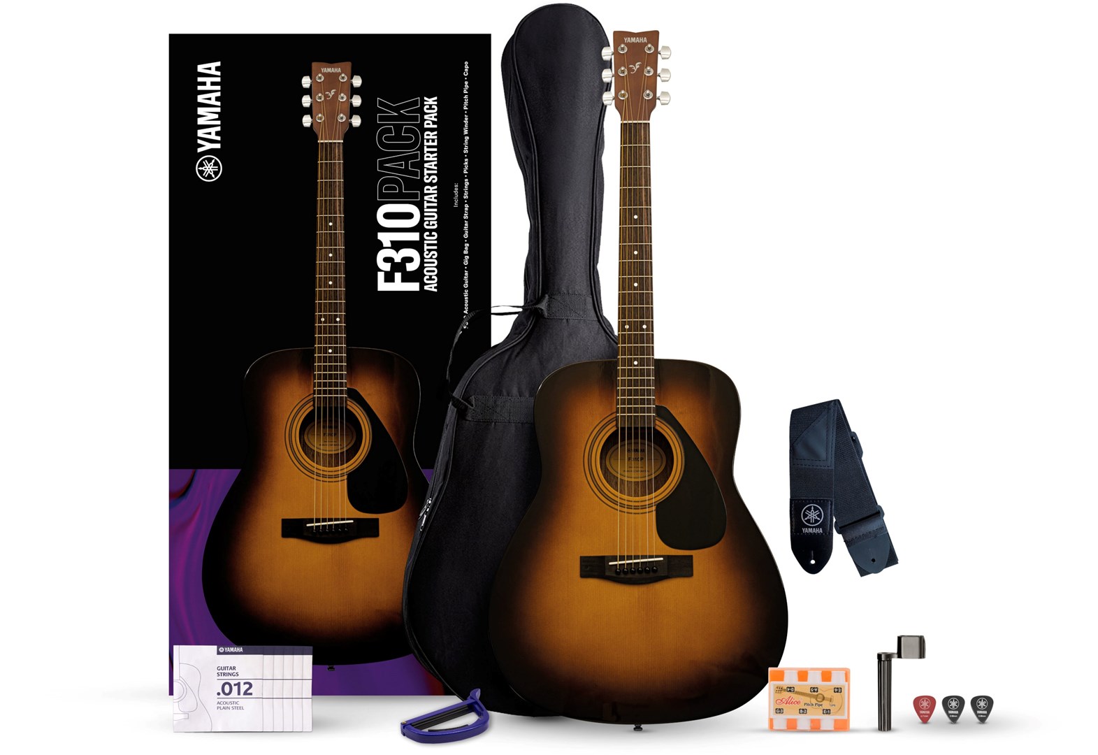 Gitara YAMAHA F310II Tobacco Brown Sunburst Pack, akustična-0