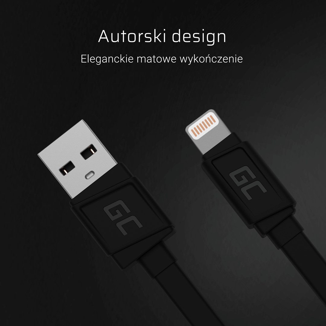 Green Cell KABGC02 kabel lightning 0.25 m crni (USB A, ravni konektor, maksimalna brzina prijenosa podataka 480 Mbit/s)-4